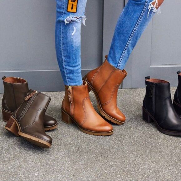 Pikolinos Llanes Brandy Zip Calfskin Leather Ankle Boots Cognac Brown 8.5 9 - Picture 8 of 12